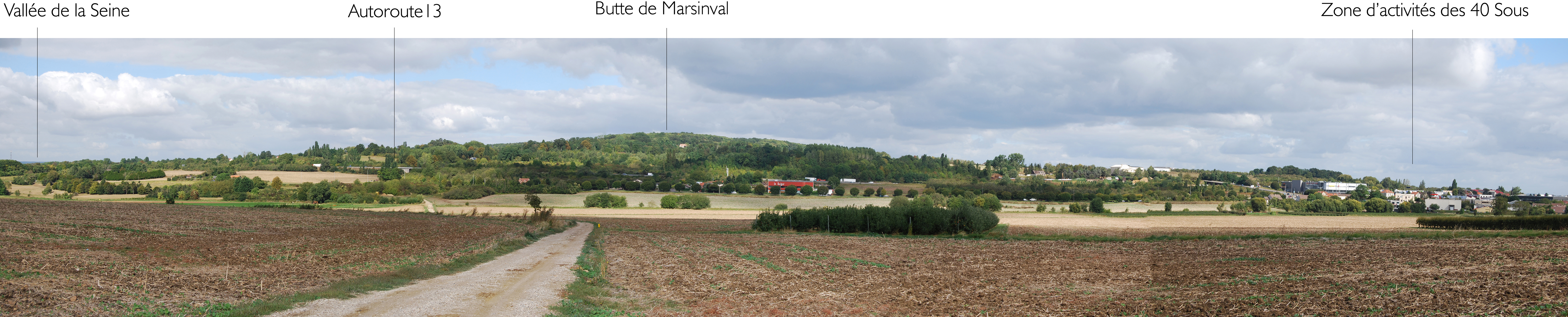 La butte de Marsinval, vue du chemin du Moulin à Vent, GR1 (Montamets)