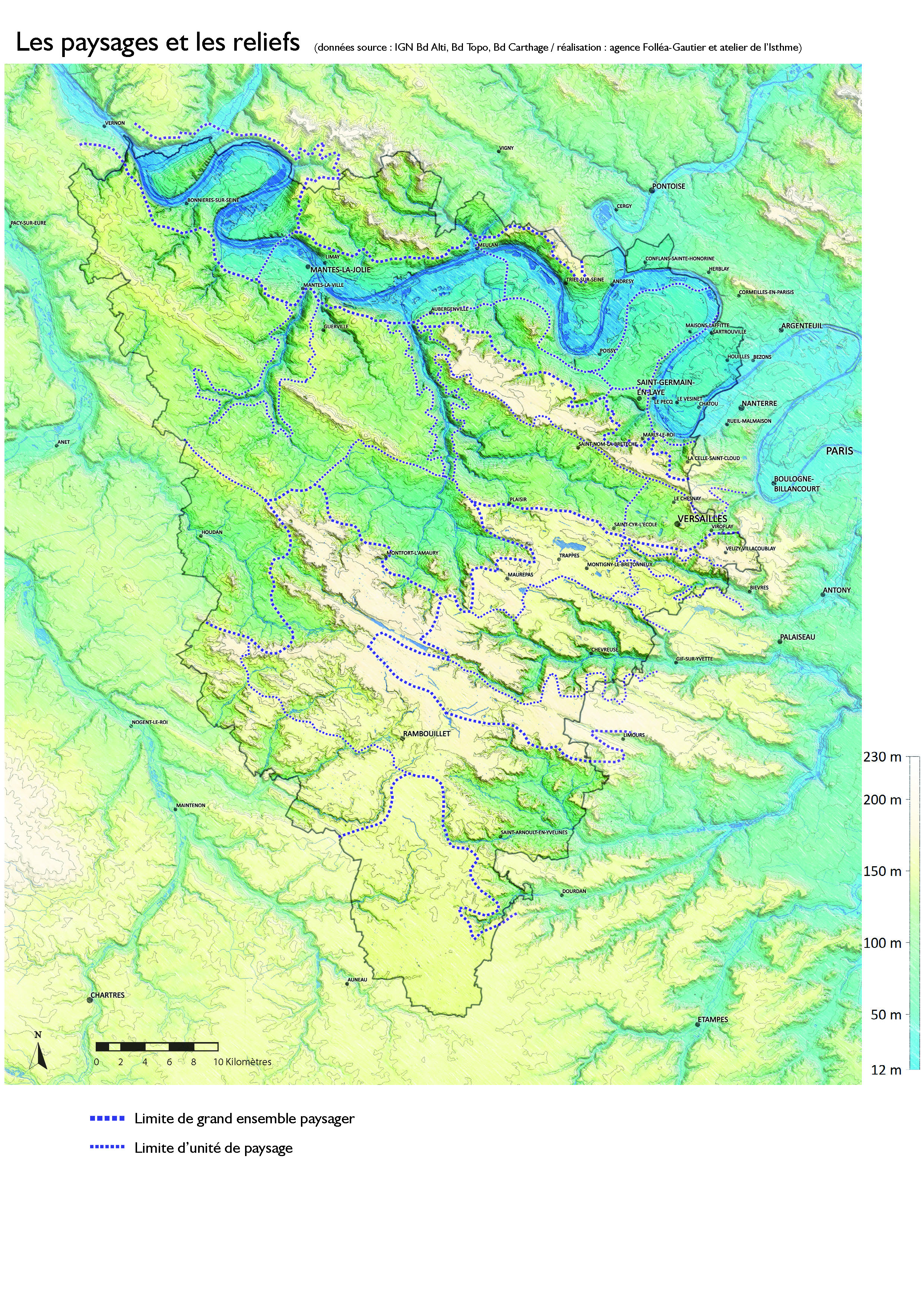 Les paysages et les reliefs, carte