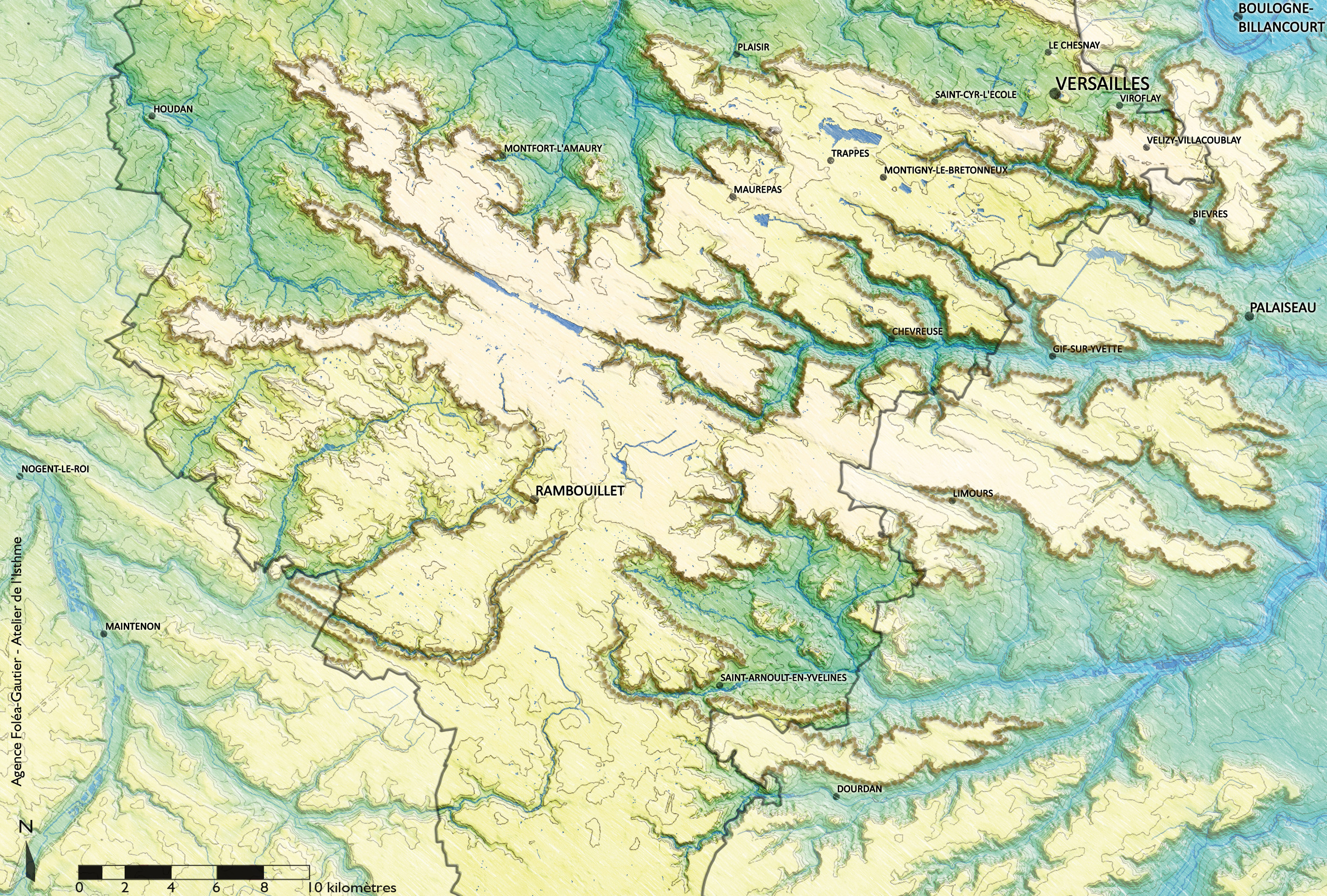 Le relief du plateau de l’Yveline et du Hurepoix : extrait cartographique