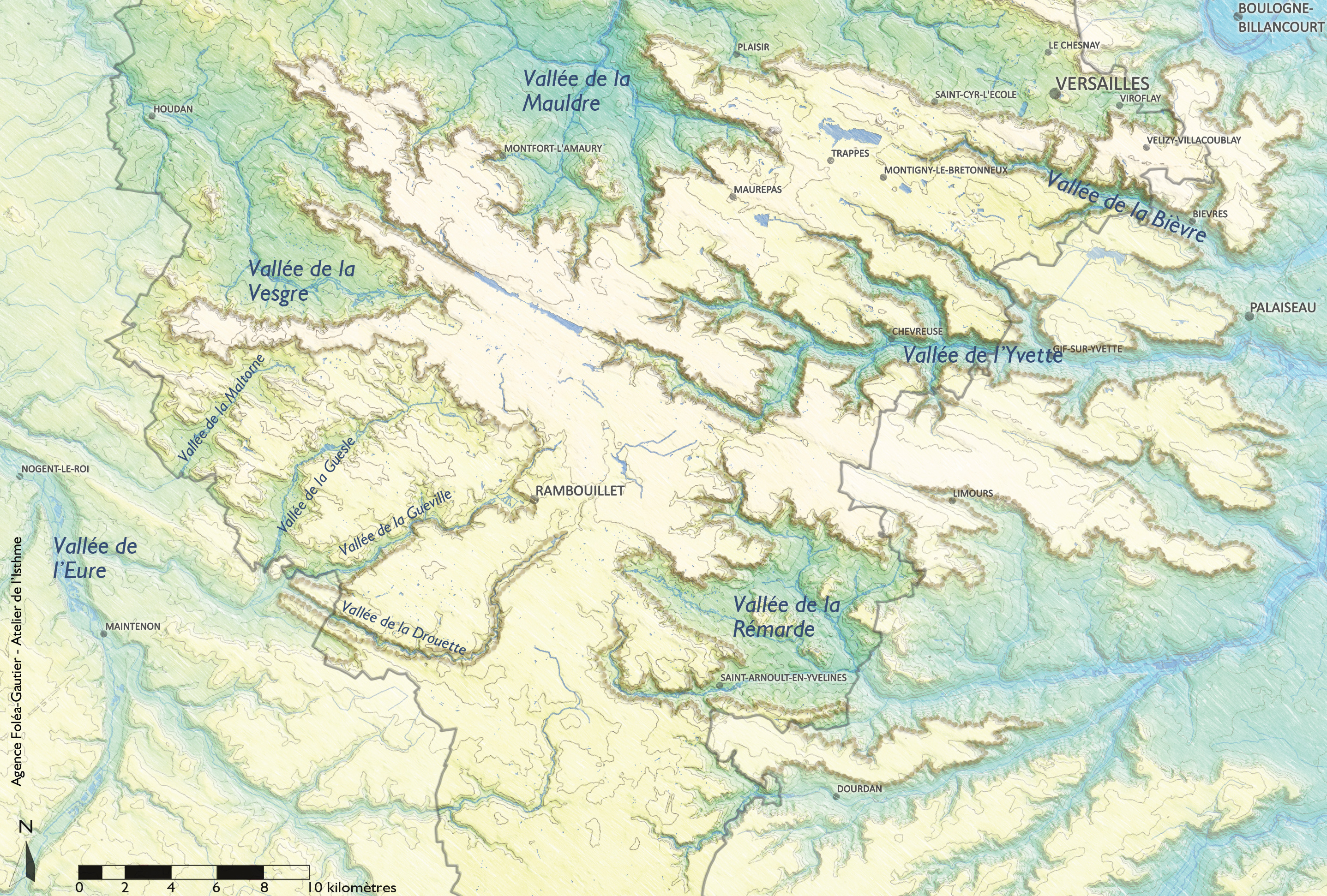 Les marges découpées du plateau d’Yveline et du Hurepoix : extrait cartographique