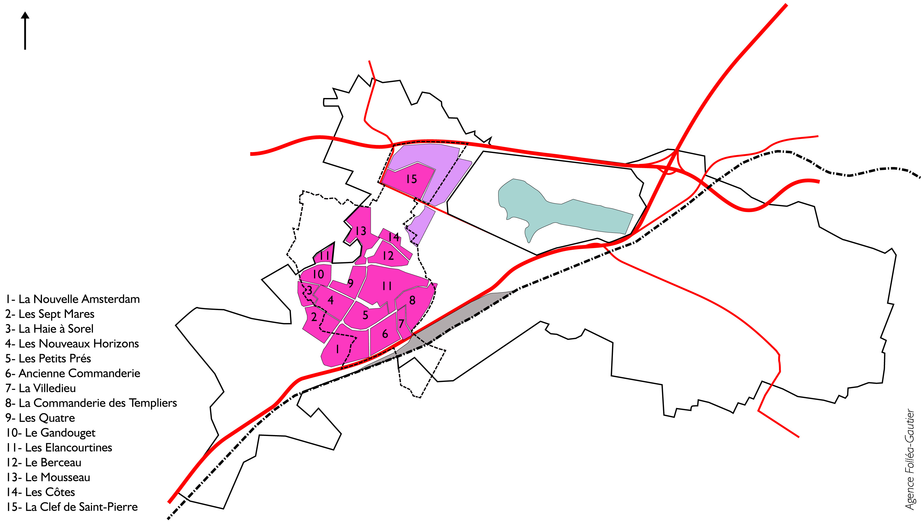 Les différents quartiers de la commune d'Elancourt