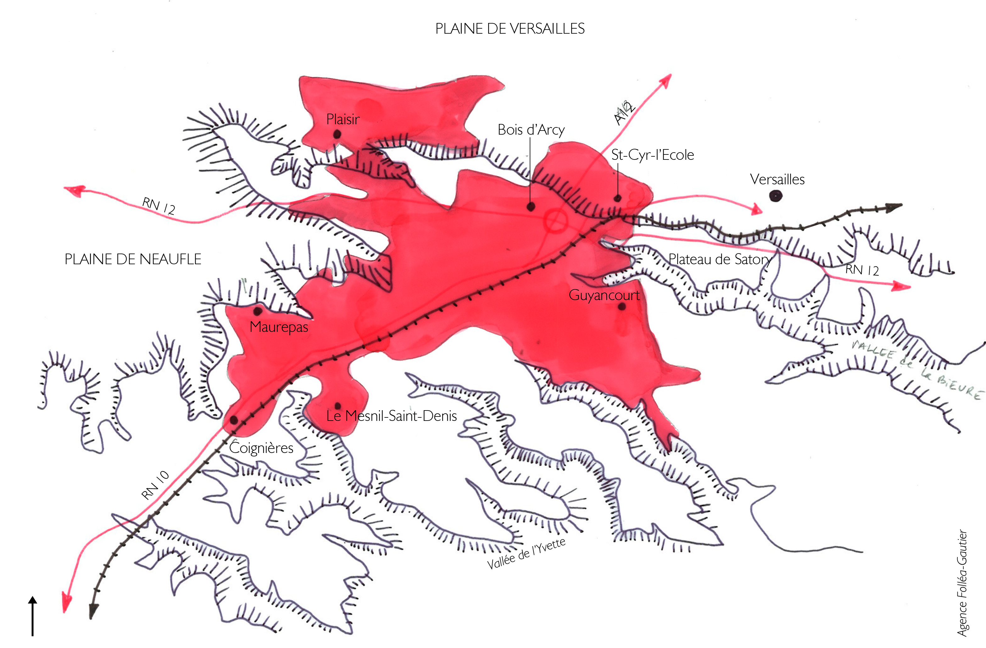 Le plateau de Saint-Quentin-en-Yvelines s'étend à proximité de Versailles, de Guyancourt à l'est à Maurepas à l'ouest, et de Bois d'Arcy au nord, à Coignières au sud
